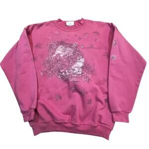Northern Reflections Cat Sweatshirt Pink Cottagecore Grandma Core Women L